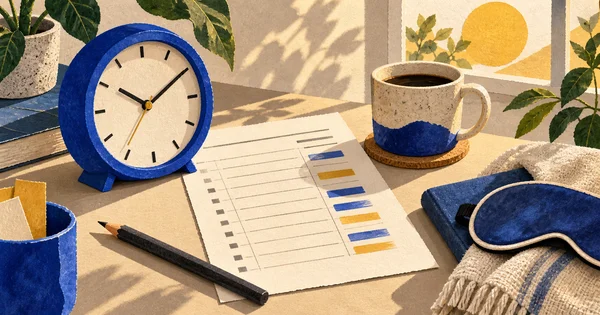 Relógio azul e folha de registro de horas ilustram o controle da jornada.