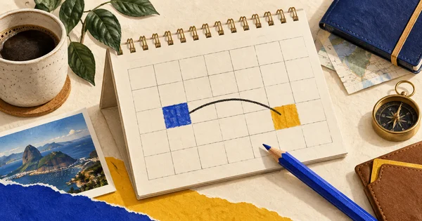 Calendário com duas datas destacadas ilustra a contagem de dias.