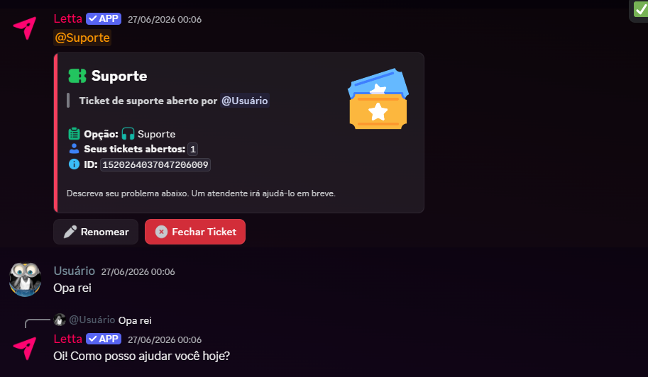 Sistema de tickets e atendimento com IA da Letta