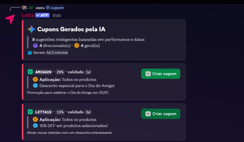 Print da criação de cupom com IA